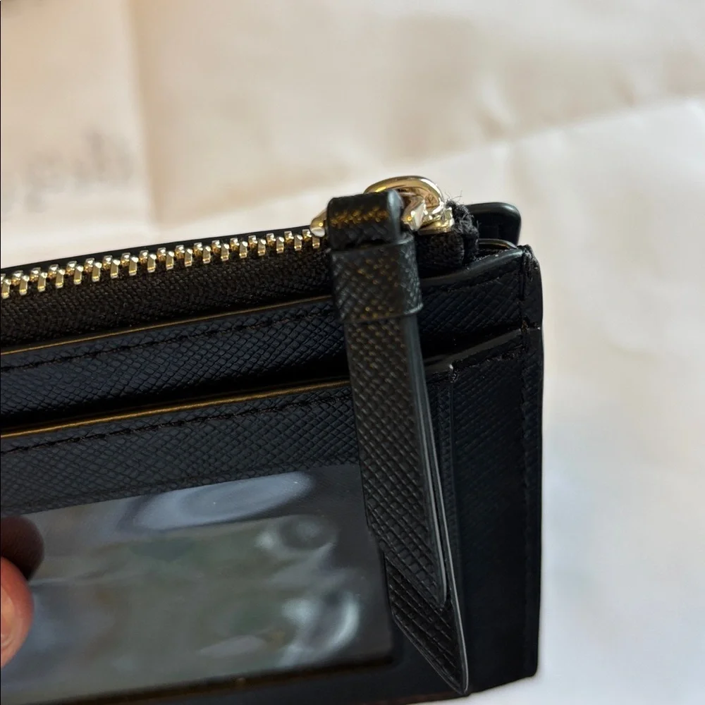 Kate Spade New York black and silver staci saffiano leather wallet purse